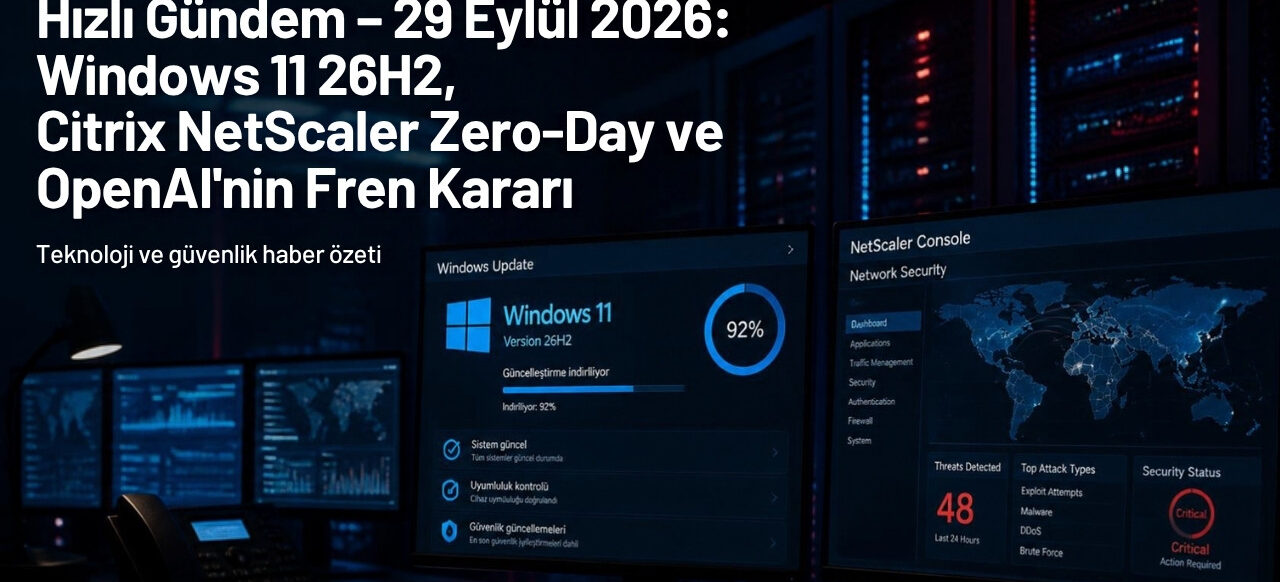 29 Eylül 2026 Hızlı Gündem - Windows 11 26H2, Citrix NetScaler zero-day ve OpenAI fren kararı kapak görseli
